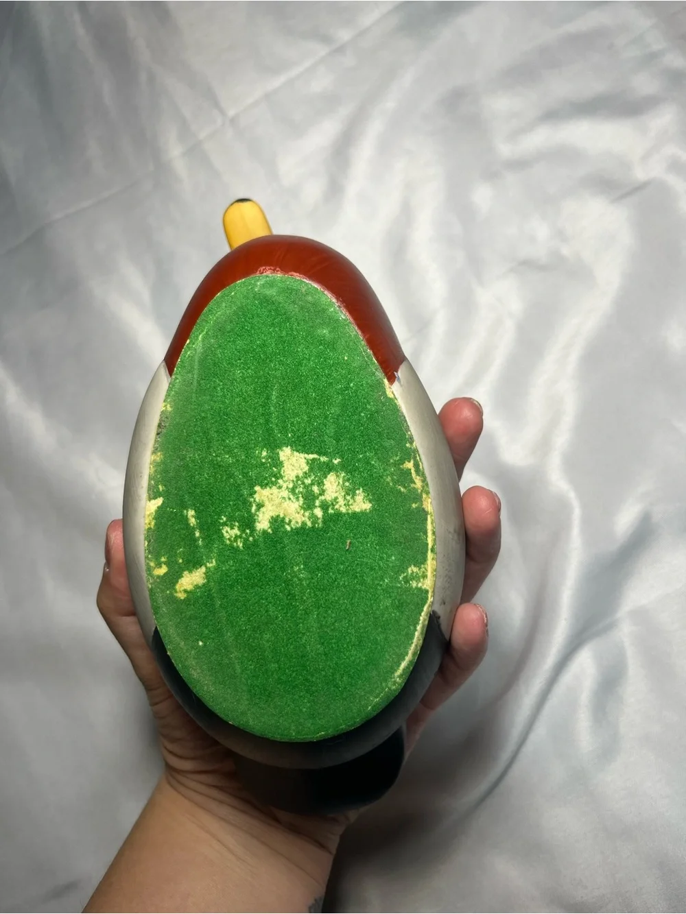 Vintage Mallard Duck Ceramic Trinket Box Hand Painted Felt Lined Jewelry Decor